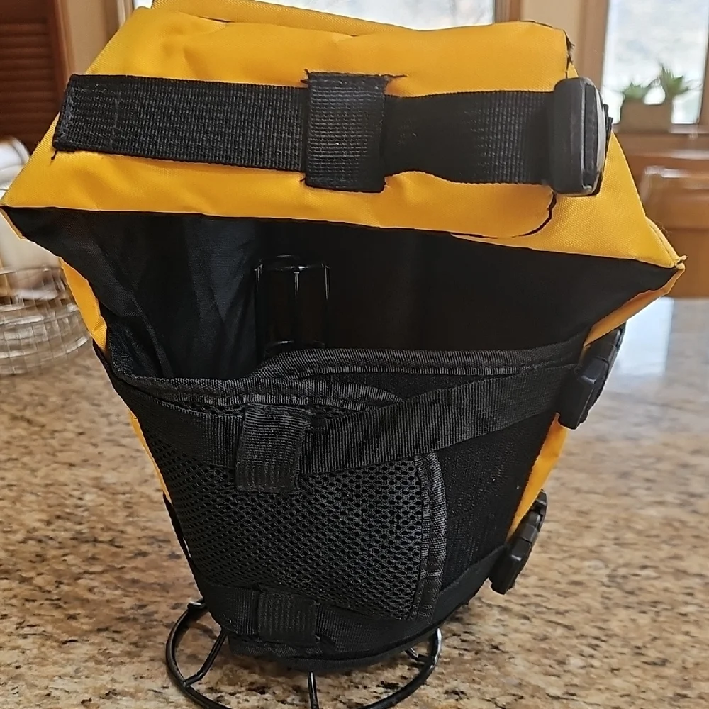 NWoT Yellow Dog Life Jacket with Black Straps fits medium size dog - adjustable